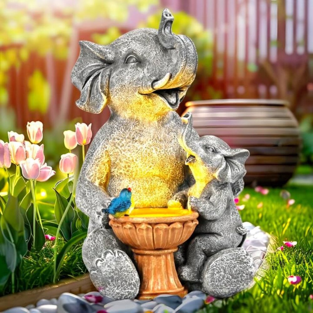 Solar Garden Statues Elephant Garden Decor, Yard Decorations Outdoor Solar Decor